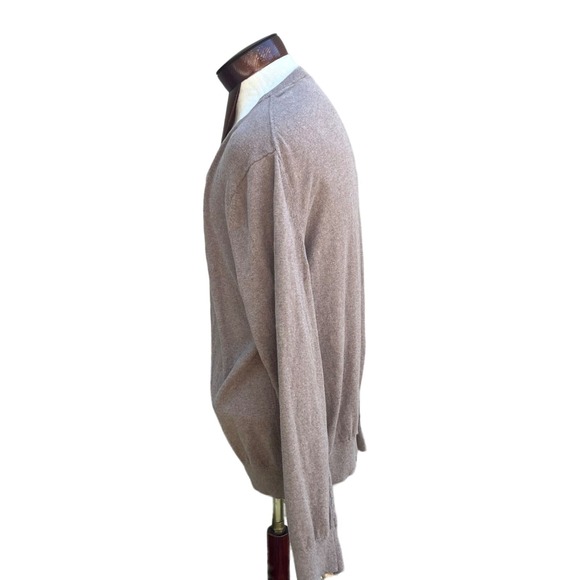 Gap Mens Vtg Cotton Cashmere V-Neck Long Sleeve Sweater Taupe Camel Size - Picture 2 of 5